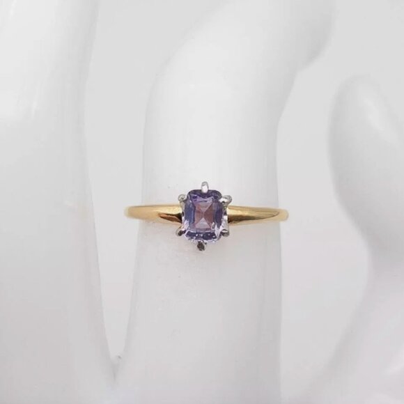 Tiffany & Co GIA Alexandrite Purple Blue Solid 18k Yellow Gold Ring - Picture 2 of 7